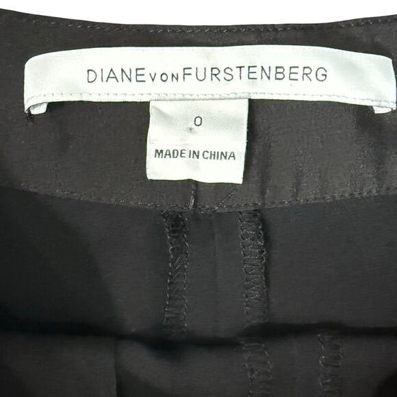 Diane von Furstenberg DVF Black Elena Crepe Silk Wide Leg Pants Trousers size 0 - Picture 2 of 13